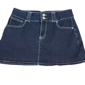 Refuge Denim Mini Skirt Womens Large Blue Flat Front 5 Pockets Preppy Casual Y2K